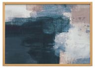 Abstract Printed Artwork Blue and Pink With a Wooden Frame