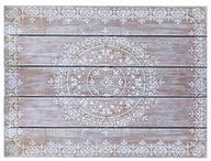 Mandella Headboard (160) - Washed Wood With White Pattern