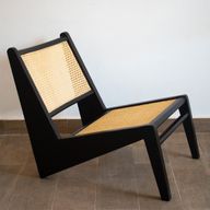 Black Kangaroo Chair In Beech Wood & Handwoven Cane