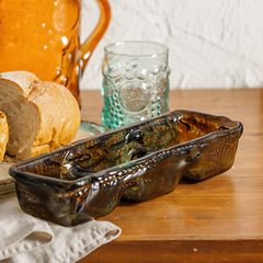 ليالي طبق تقديم ثلاثي بني غامق