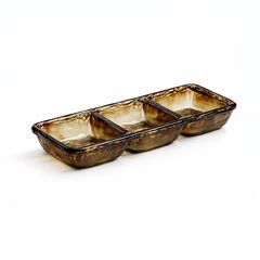 ليالي طبق تقديم ثلاثي بني غامق