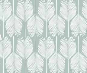 Cycas fabric - White on Green