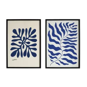 Mawj Abstract Cobalt Blue Wall Art Set – 2 Pieces