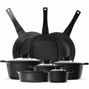 Die-Cast 12-Piece Granite Cookware Set