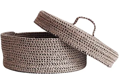 Colored Jute Basket with Lid