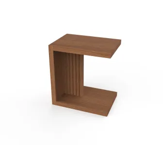 Tan C-Shaped Side Table