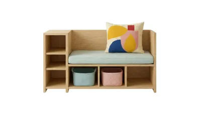 مقعد أطفال خشبي ريوا متعدد الوظائف مزود بمساحة تخزين