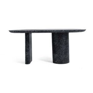 Keira Oval Fiberglass Dining Table With Stone Finish