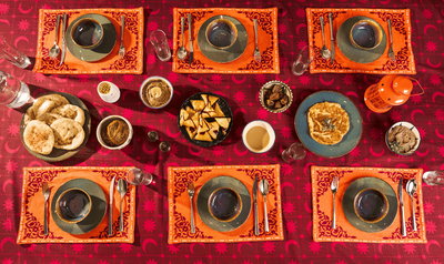 The Crimson Cresent Linen Tablecloth