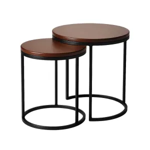 Dana Metal Side Tables With Wooden Tops