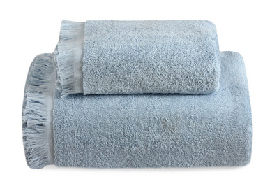 Sky Blue Fringe Bath Towel Set