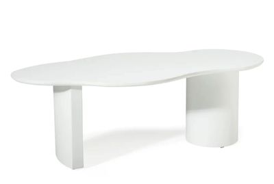 طاولة قهوة كلاود - لون أبيض بقاعدة خشبية متينة