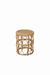 Bamboo & Cané Side Table - Round Design