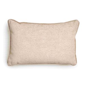 Beige Pattern Cushion With Piping