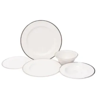 Tunisie Leila Dinner Set with Platinum Rim - 20 Pieces For 6 People