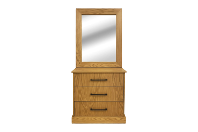 Elegant Oak Mirror Dresser With 3 Drawers