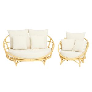 طقم كرسي دائري كبير وصغير من البامبو الطبيعي