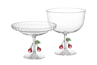 Glass Cherry Bowl & Plate