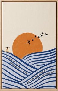 Acrylic on Canvas Sunset Surf Framed