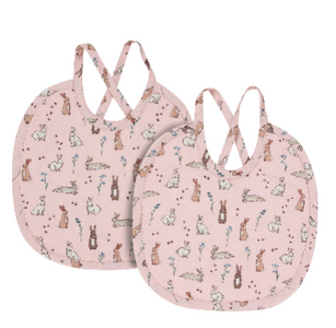 Pink Bunnies Bib (Set of 2)