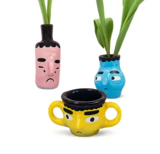Faces Pottery Vases Set