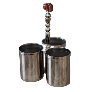 Stone Silver Cutlery Holder – Nickel-Coated Brass