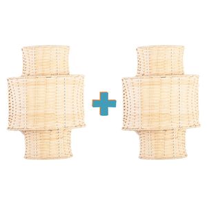 طقم مصابيح حائط من الخيزران - زوج من المصابيح المنسوجة لإضاءة طبيعية - A115