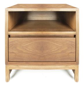 Oak Bedside Table With Upper Shelf & 1 Drawer