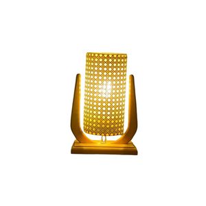 مصباح طاولة من الخشب الطبيعي والراتان – تصميم فني يضفي لمسة دافئة على المكان - BTL0990