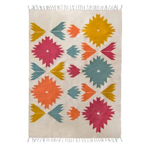 Bustan Multicolor Handwoven Wool Rug – Vibrant Geometric Patterns
