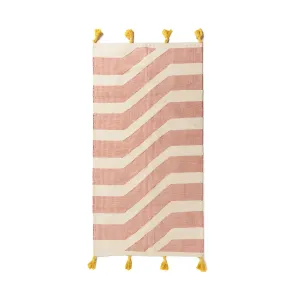Current Pink Chevron Handwoven Cotton Rug – 100% Natural Cotton - 150*80 cm