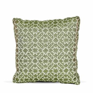 Modern Boho Throw Cushion – Olive Green With White Star Motifs