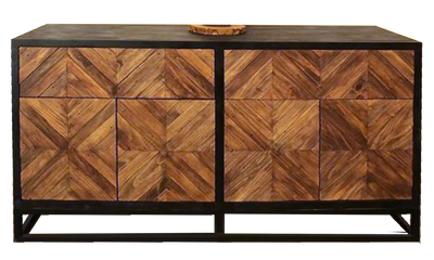 Geometry Buffet - Reclaimed Wood With Metal Legs