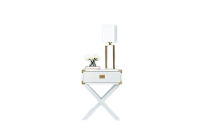 Corners of Brass Nightstand - 1 Drawer - White Color