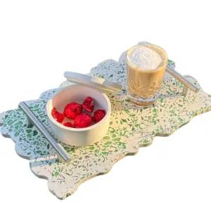 Concrete Terrazzo Tray with Silver Handles
