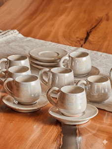 Lumière Handmade Pottery Coffee Cups -  Set of 6