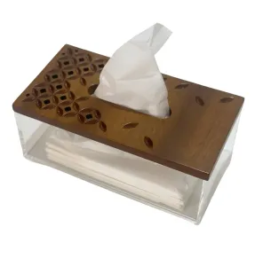 Quadra tissue box 01 - Hand carved Teak Wood