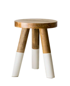 Dip Dyed Stool - Wooden Round Design With Slanted Legs