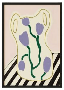 Colorful Vase Floral Print – Modern Wall Art in Soft Blush and Lilac