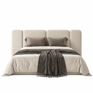 Panels Upholstered King Bed with Padded Headboard
