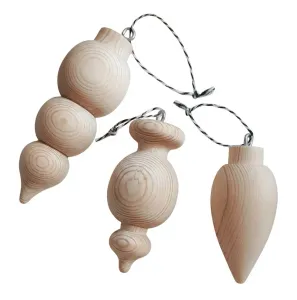 Wooden Ornaments Set Of 3