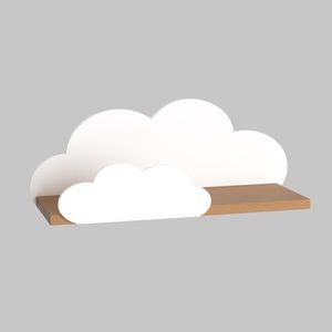 Cloud Shelf With White & Natural Wood Color