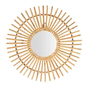 Sunburst Bamboo Wall Mirror – Eco-Friendly and Stylish - 70 cm