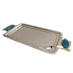 Silver Tray with Agate Handles