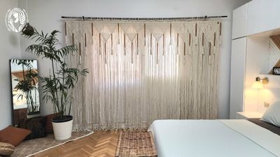 Curtain with wood beads