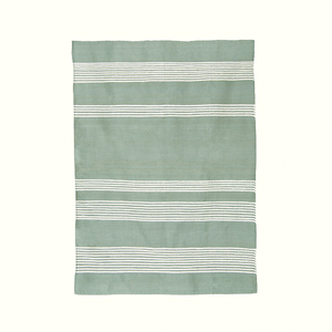 Meadow Cotton Rug – Green Minimalist Handwoven Striped Design
