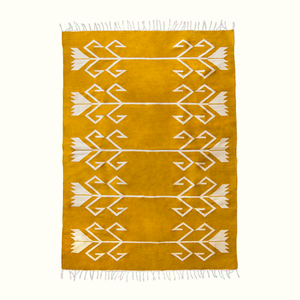 Roots Mustard Yellow Wool Rug – Artisan Handwoven