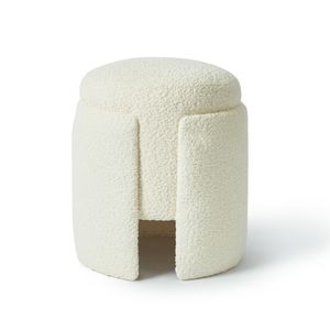 مقعد ماكارون - عاجي - قماش بوكليه - دائري