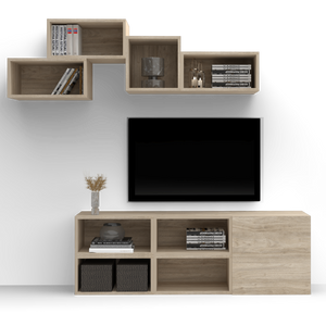 Cube Wall-Mounted Modular TV Unit - Modern Wooden Design