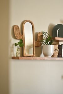 Cactus Bamboo Mirror With Rattan Accent – Rustic Charm